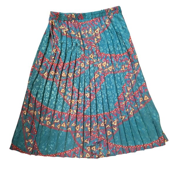 Vintage Andrea Gayle Novelty Abstract Midi Pleated Retro Skirt M - Picture 1 of 5